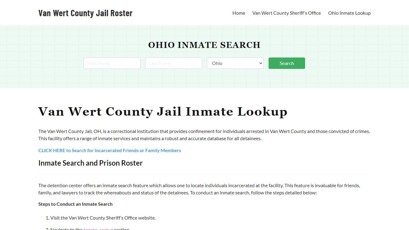 Van Wert County Jail Roster Lookup, OH, Inmate Search
