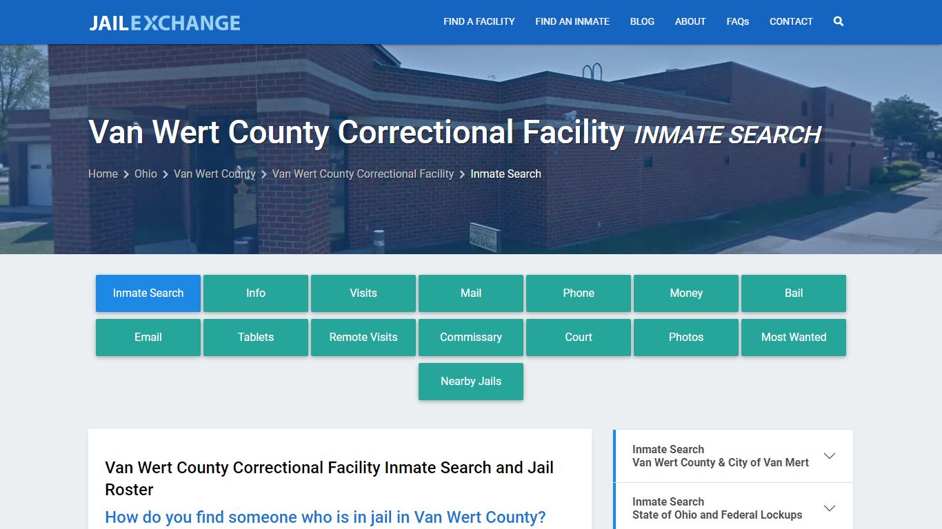 Van Wert County Correctional Facility Inmate Search