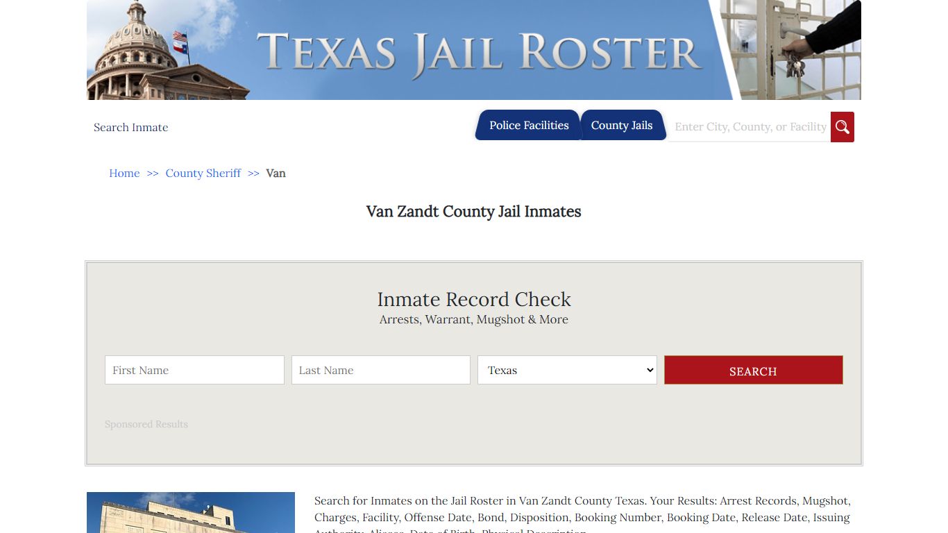 Van Zandt County Jail Inmates | Jail Roster Search