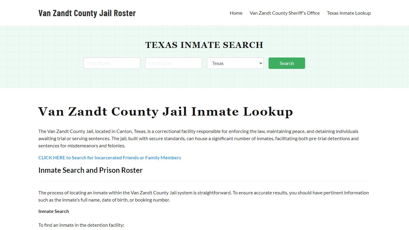 Van Zandt County Jail Roster Lookup, TX, Inmate Search