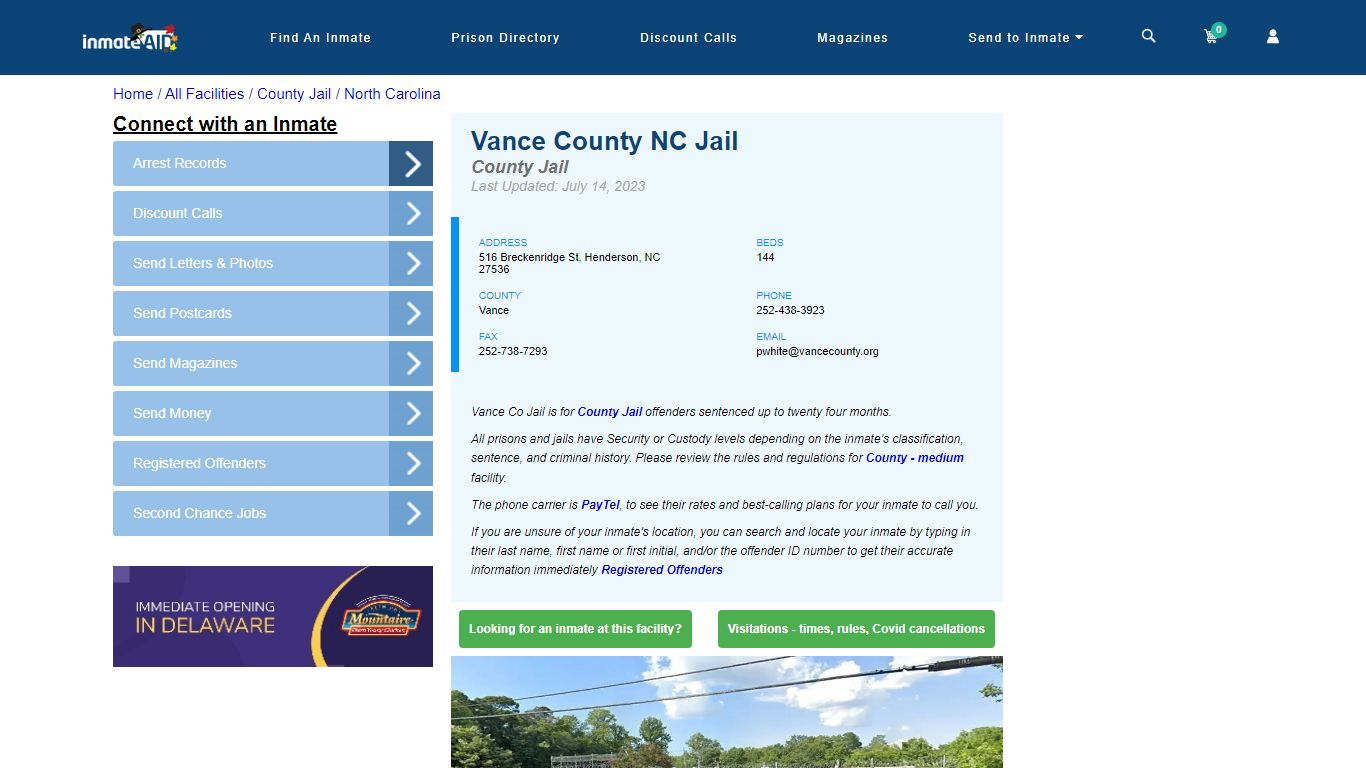 Vance County NC Jail - Inmate Locator - Henderson, NC