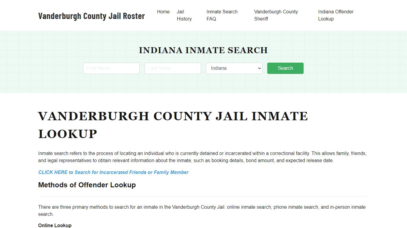 Vanderburgh County Jail Roster Lookup, IN, Inmate Search