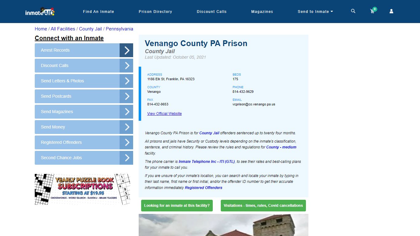 Venango County PA Prison - Inmate Locator - Franklin, PA