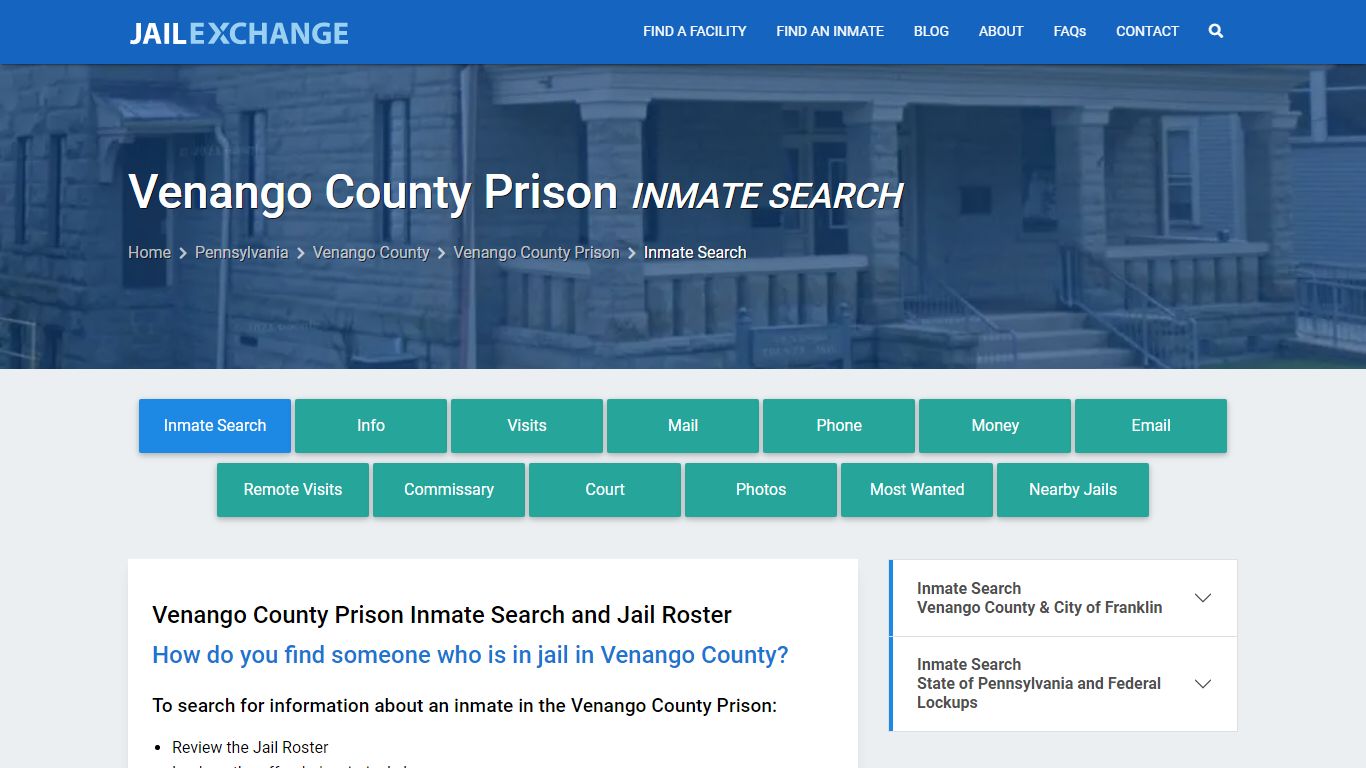 Venango County Prison Inmate Search - Jail Exchange