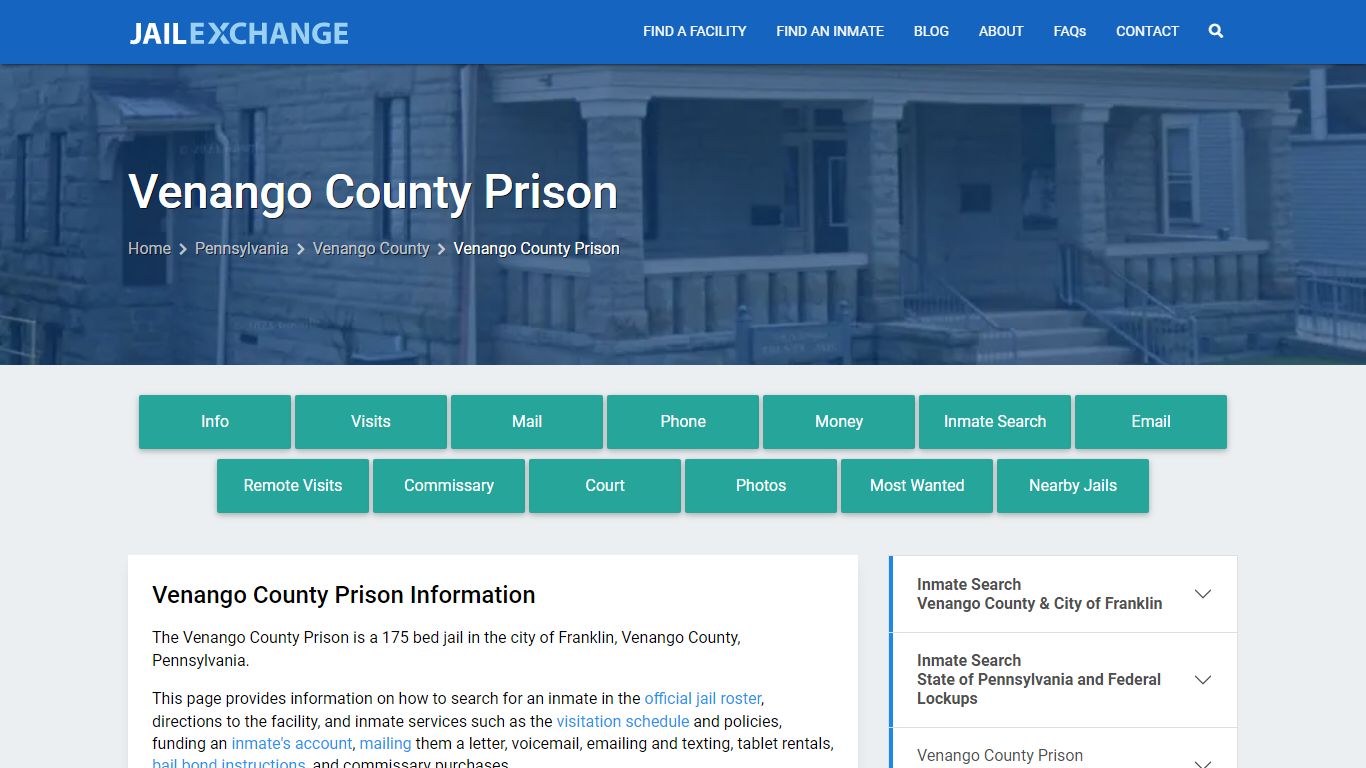 Venango County Prison, PA Inmate Search, Information - Jail Exchange