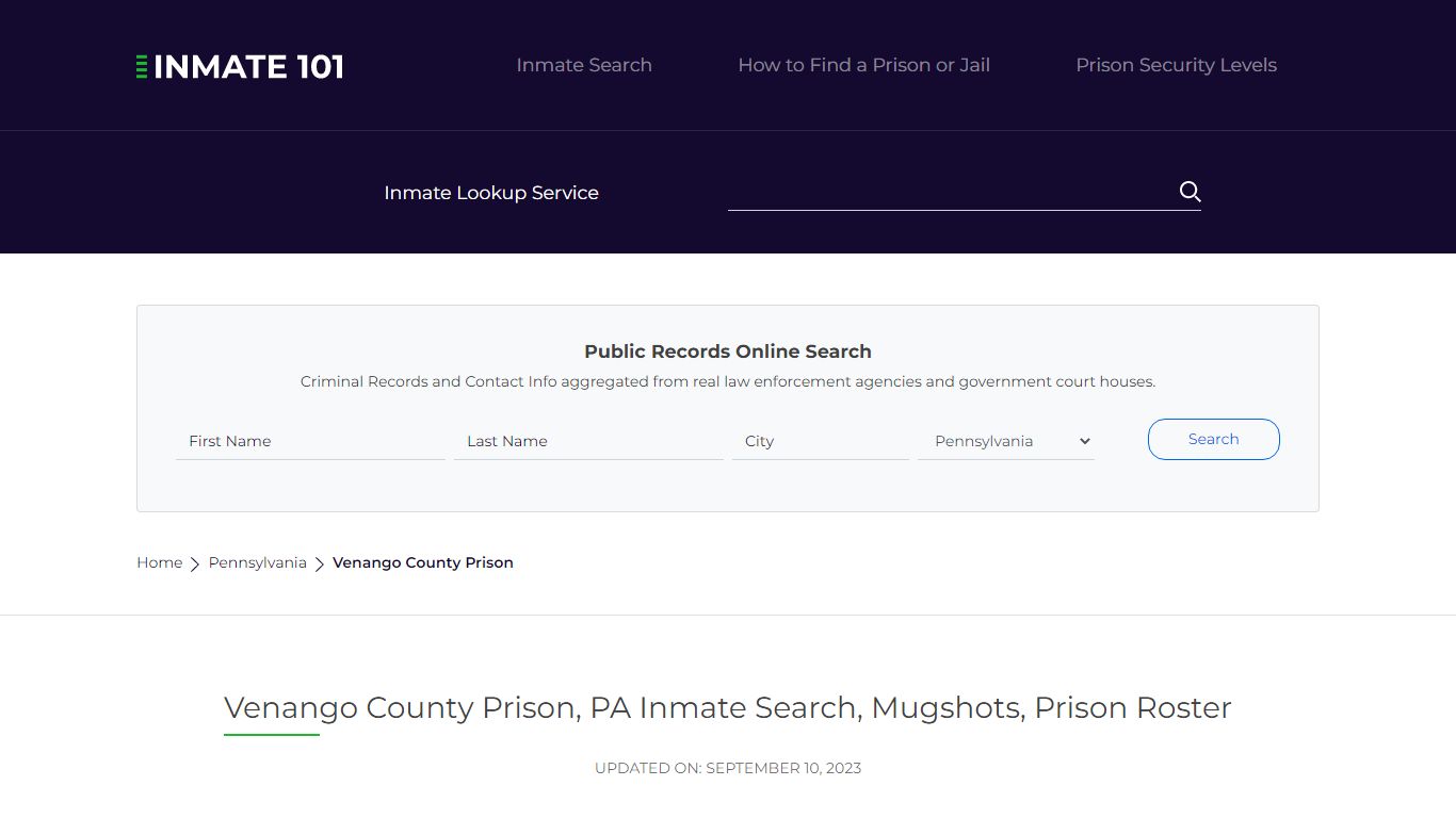Venango County Prison, PA Inmate Search, Mugshots, Prison Roster