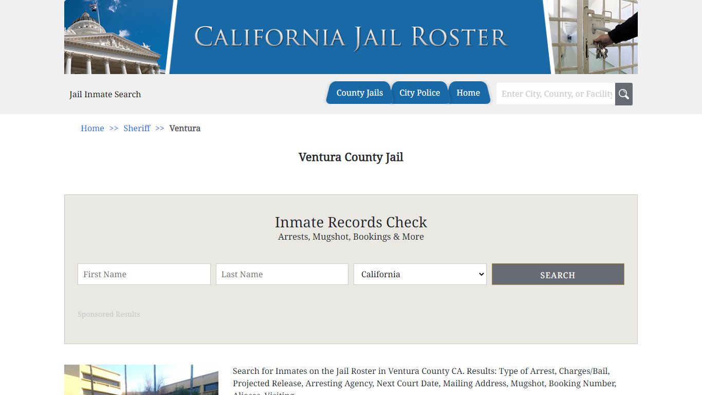 Ventura County Jail | Jail Roster Search