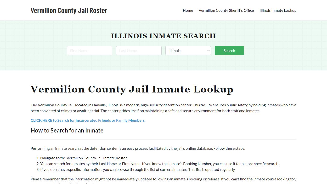 Vermilion County Jail Roster Lookup, IL, Inmate Search