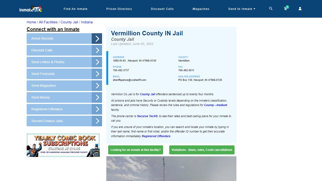 Vermillion County IN Jail - Inmate Locator - Newport, IN