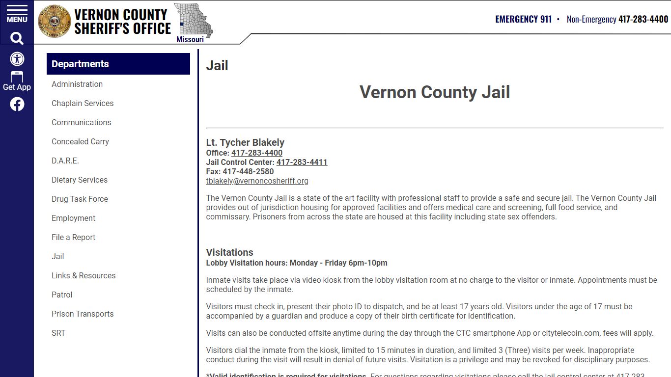 Jail | Vernon County MO Sheriff