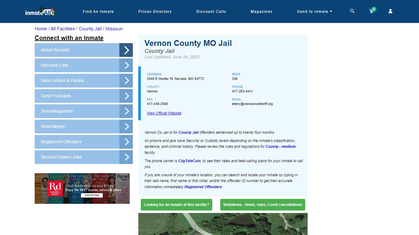 Vernon County MO Jail - Inmate Locator - Nevada, MO
