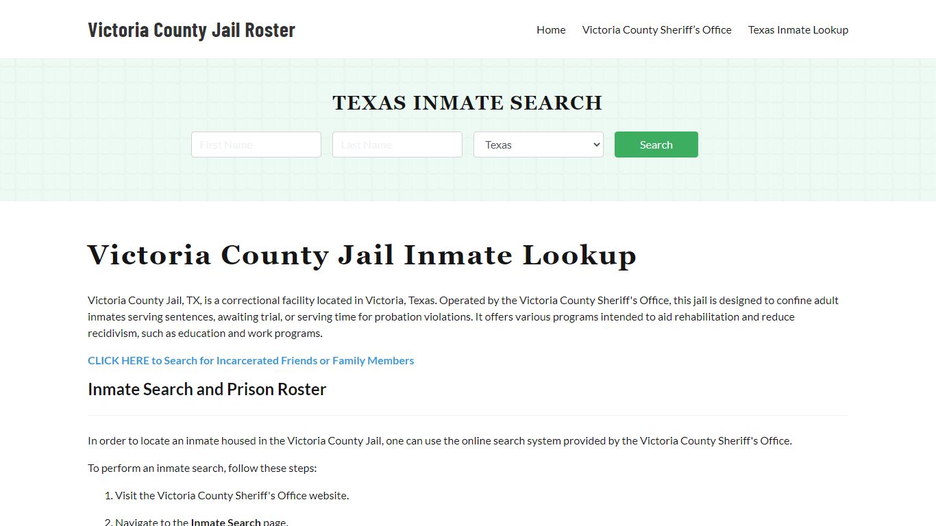 Victoria County Jail Roster Lookup, TX, Inmate Search