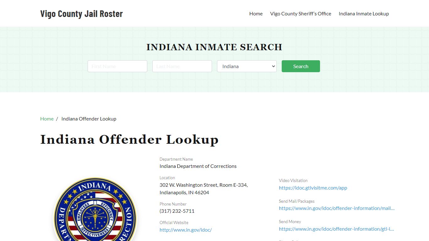 Indiana Inmate Search, Jail Rosters - Vigo County Jail