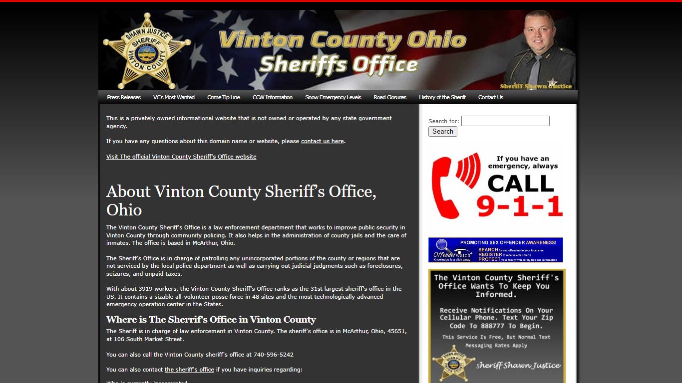 About Vinton County Sheriff’s Office and Jail, Ohio