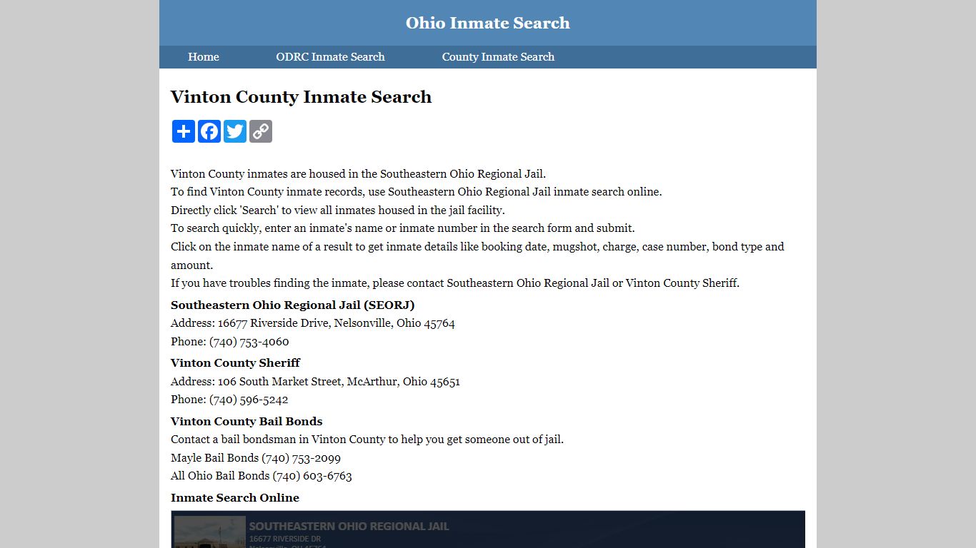 Vinton County Inmate Search