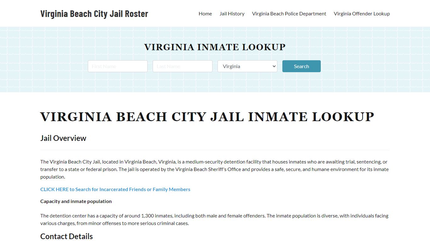 Virginia Beach City Jail, VA Inmate Search, Jail Roster, Bookings