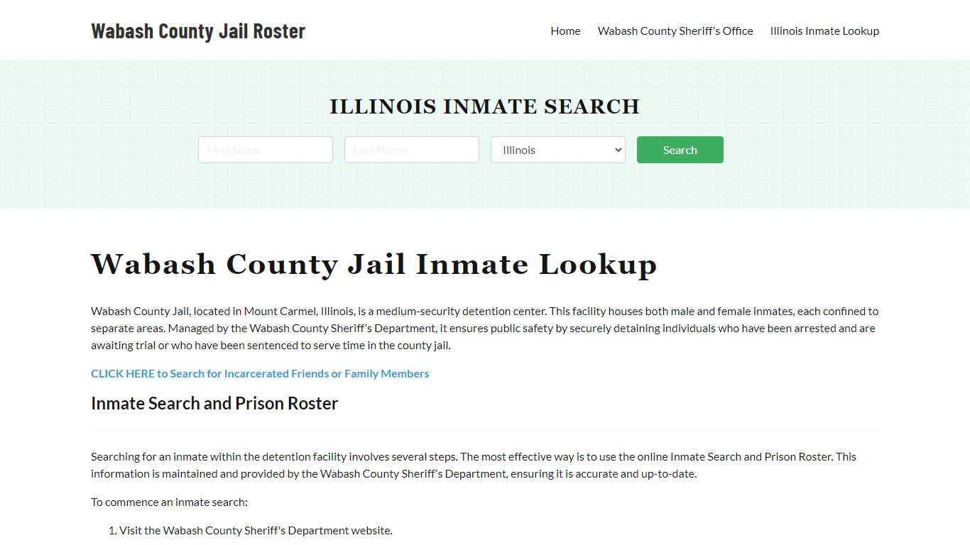 Wabash County Jail Roster Lookup, IL, Inmate Search