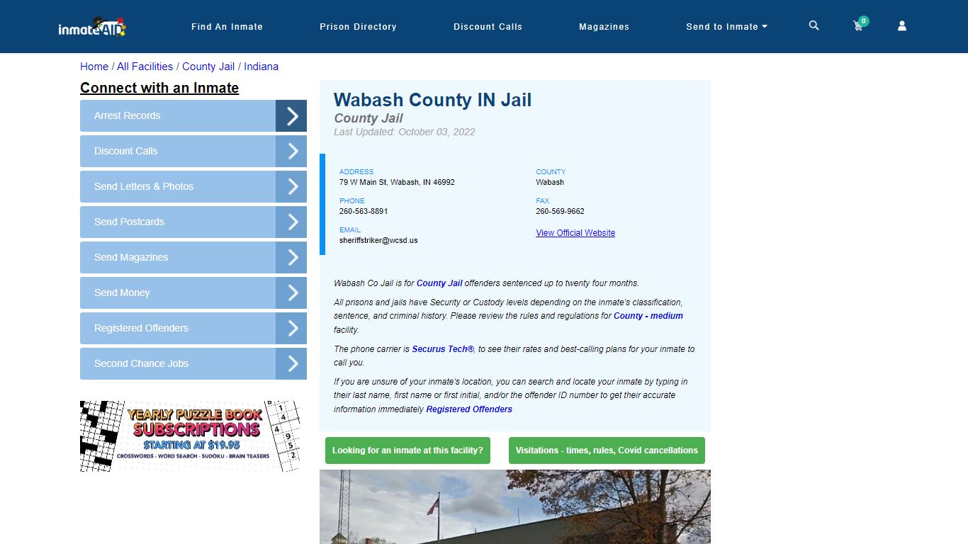 Wabash County IN Jail - Inmate Locator - Wabash, IN