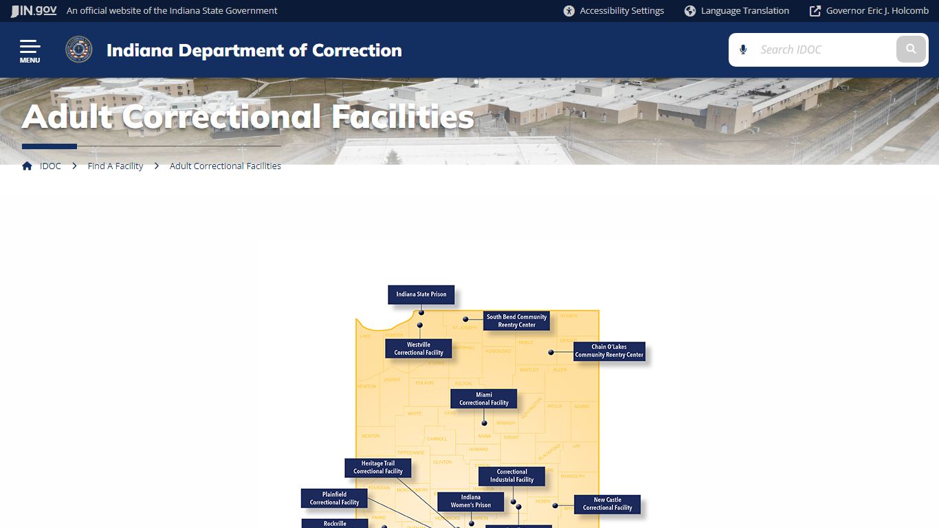 IDOC: Adult Correctional Facilities - IN.gov