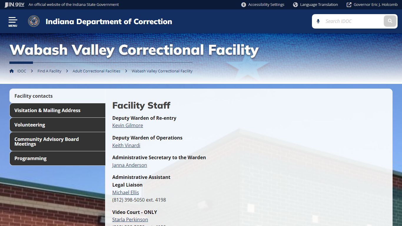 IDOC: Wabash Valley Correctional Facility - IN.gov