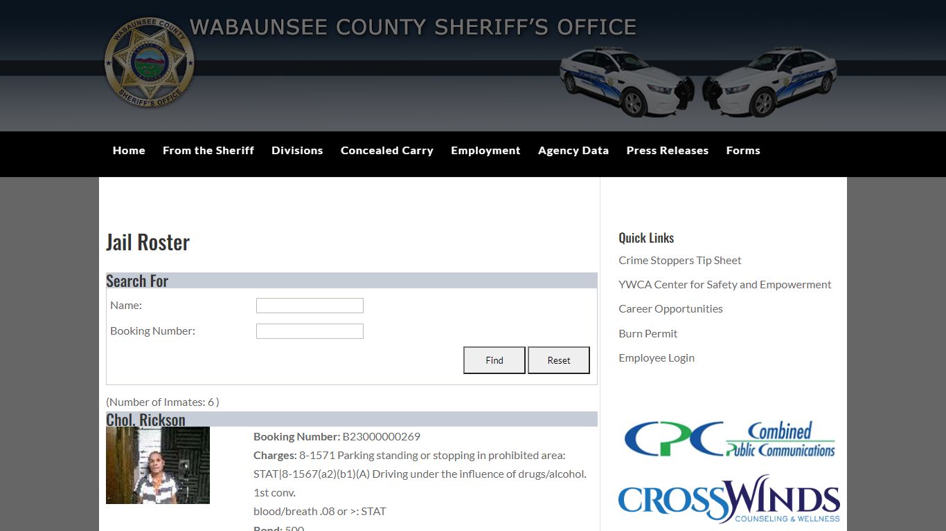 Jail Roster | Wabaunsee County Sheriff
