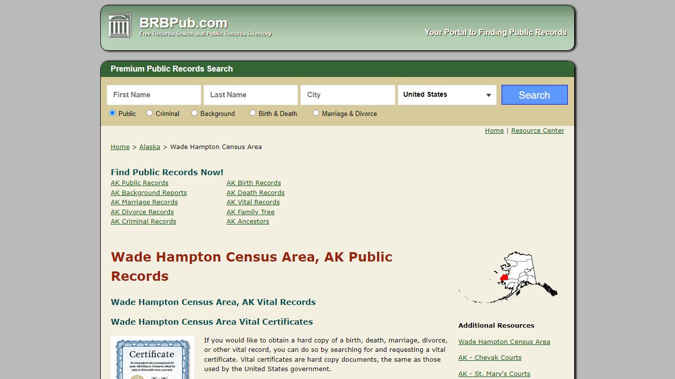 Wade Hampton Census Area Public Records | Search Alaska Government ...