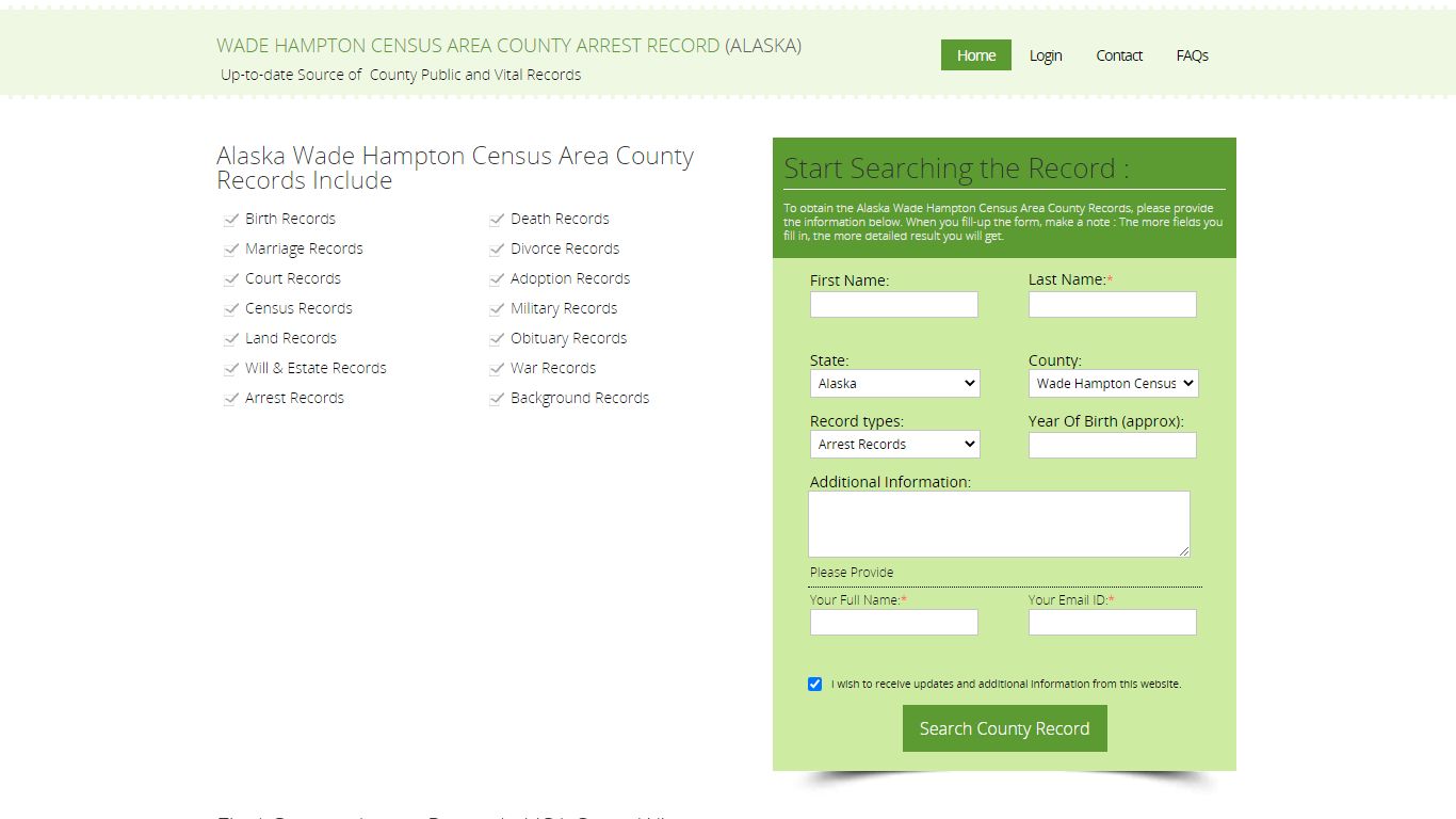Arrest Record Wade Hampton Census Area County. Alaska Record