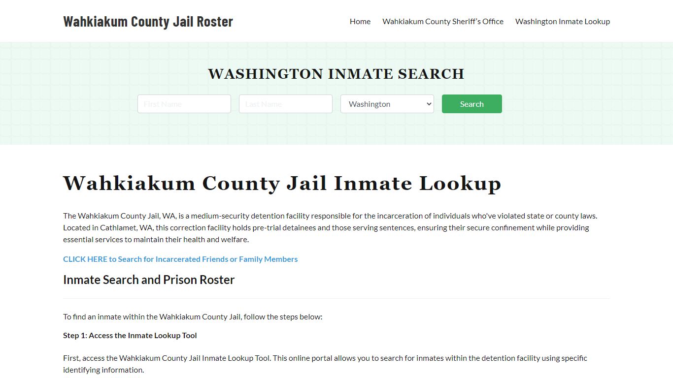 Wahkiakum County Jail Roster Lookup, WA, Inmate Search