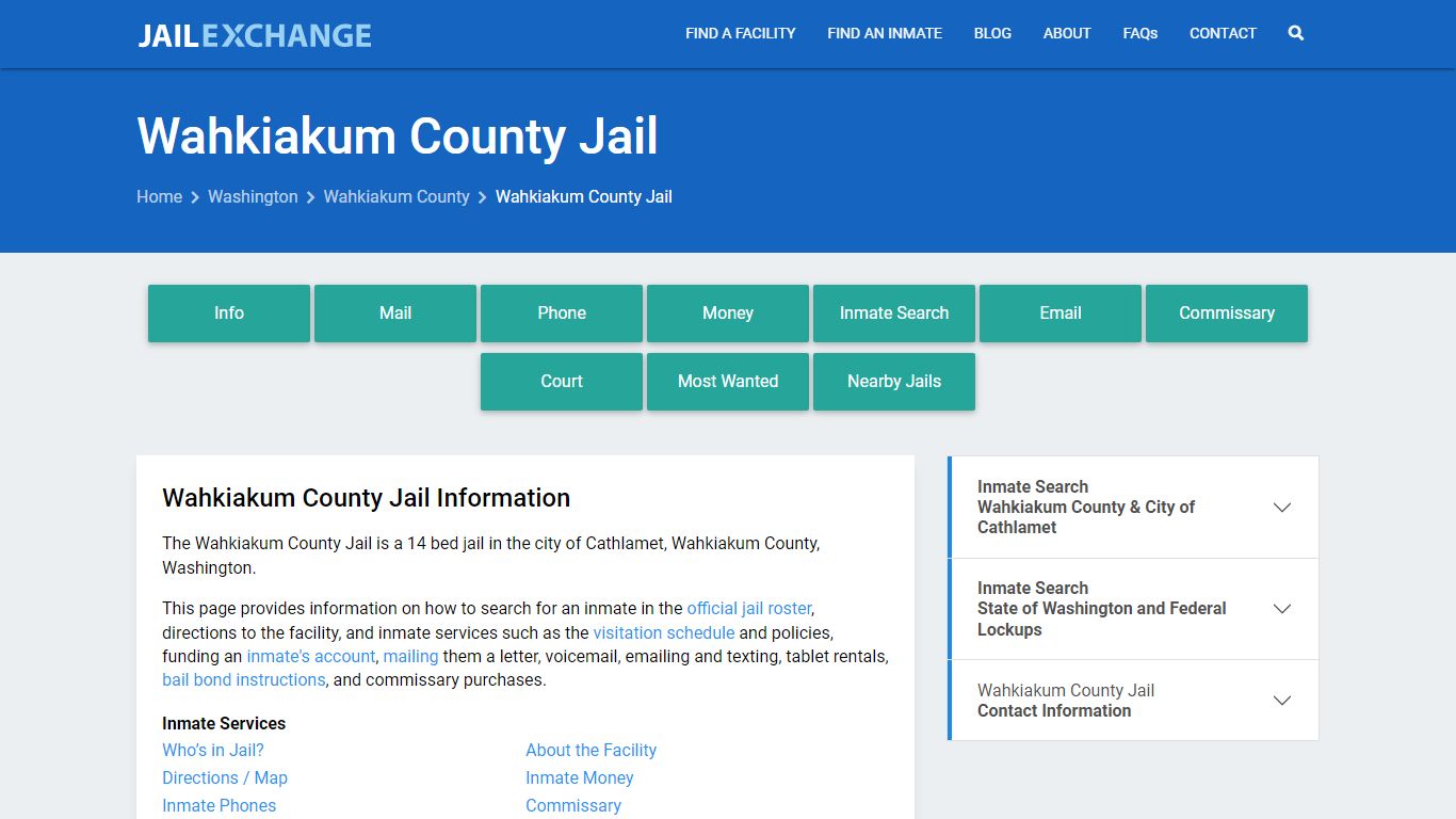 Wahkiakum County Jail, WA Inmate Search, Information
