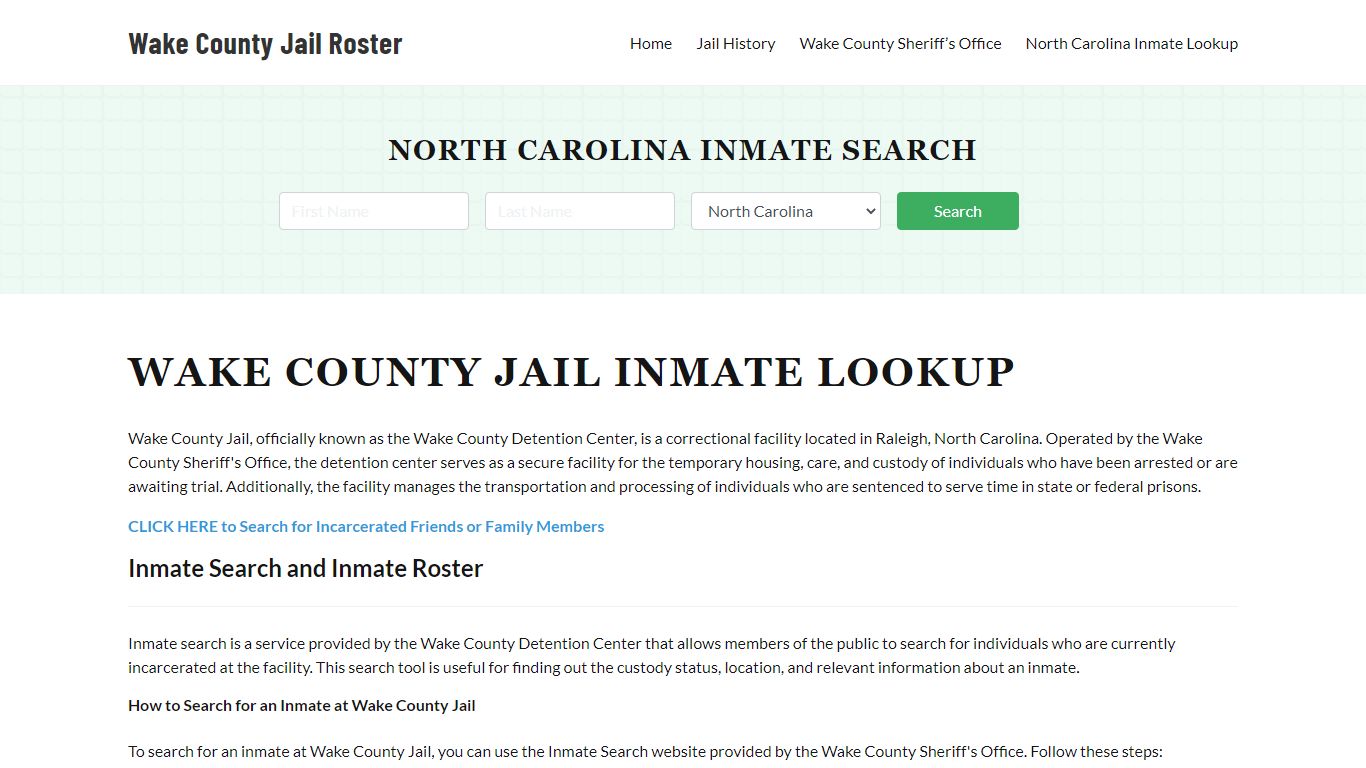 Wake County Jail Roster Lookup, NC, Inmate Search