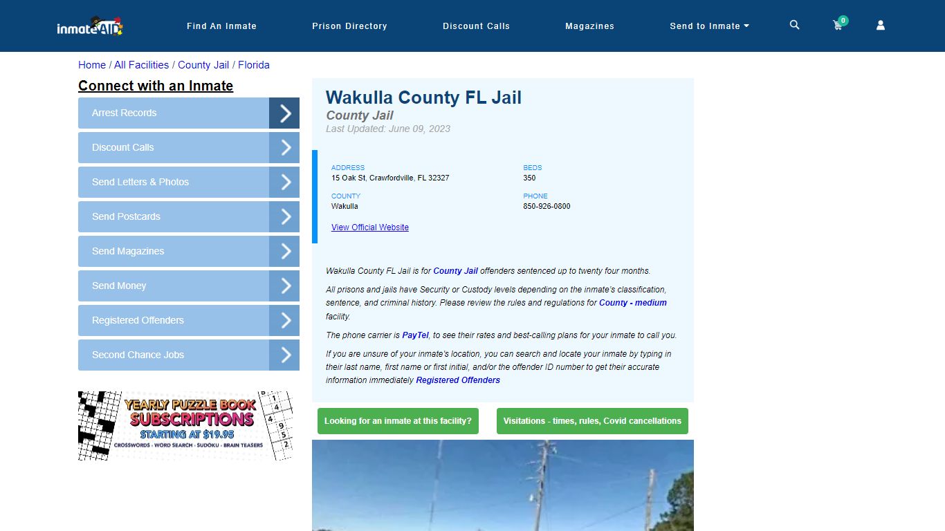 Wakulla County FL Jail - Inmate Locator - Crawfordville, FL
