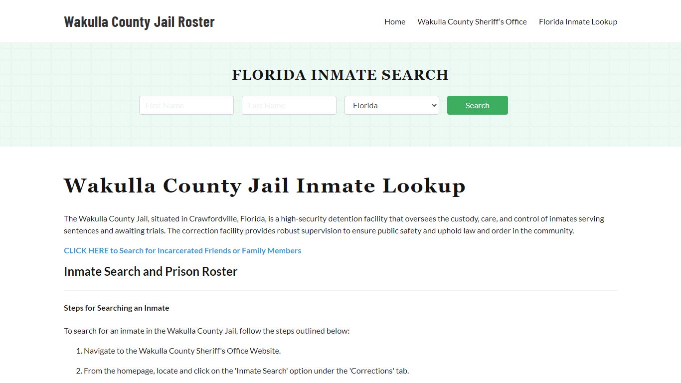 Wakulla County Jail Roster Lookup, FL, Inmate Search