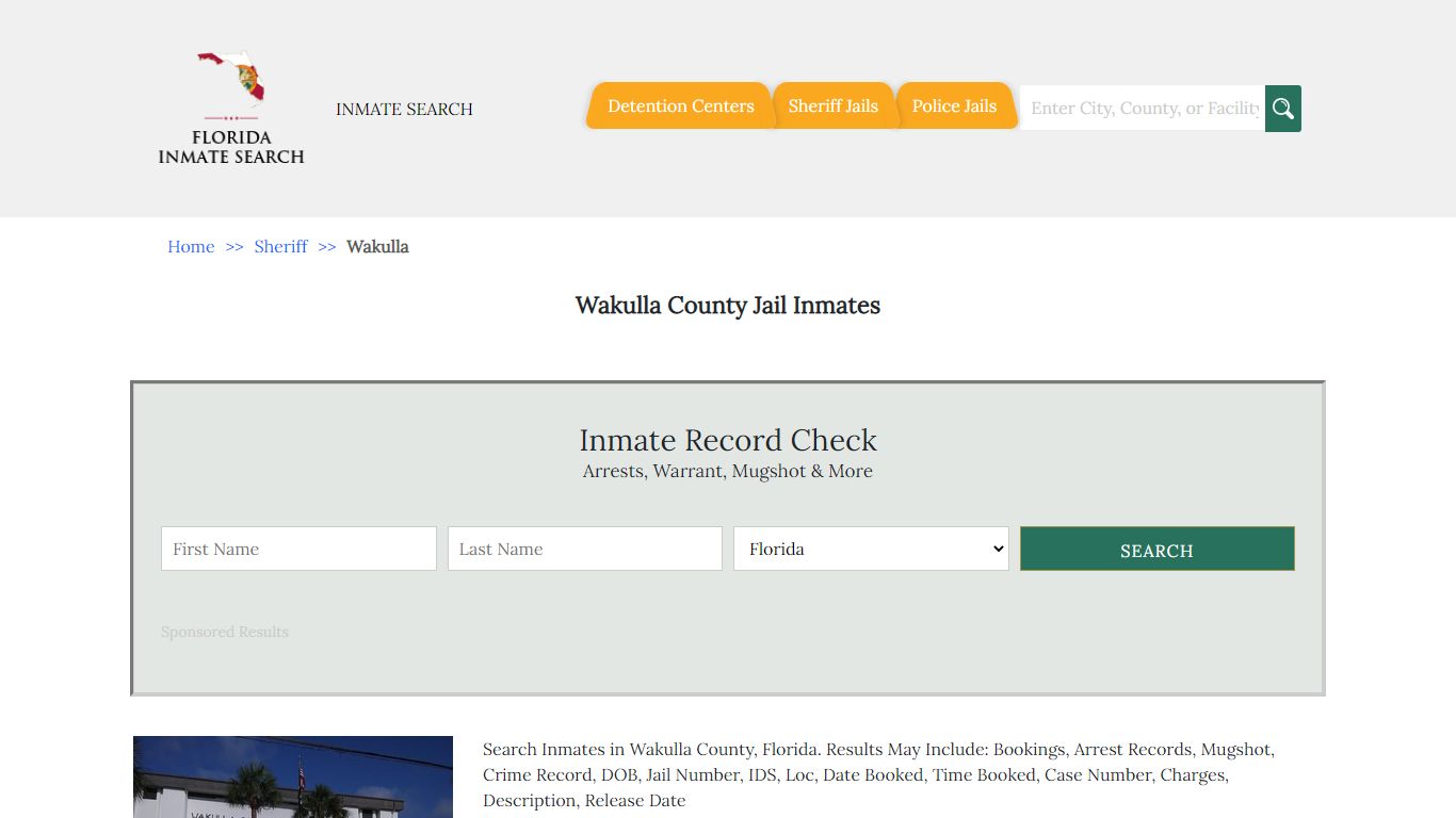 Wakulla County Jail Inmates | Florida Inmate Search