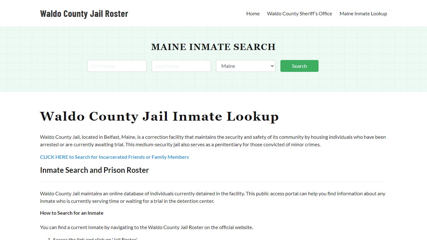 Waldo County Jail Roster Lookup, ME, Inmate Search