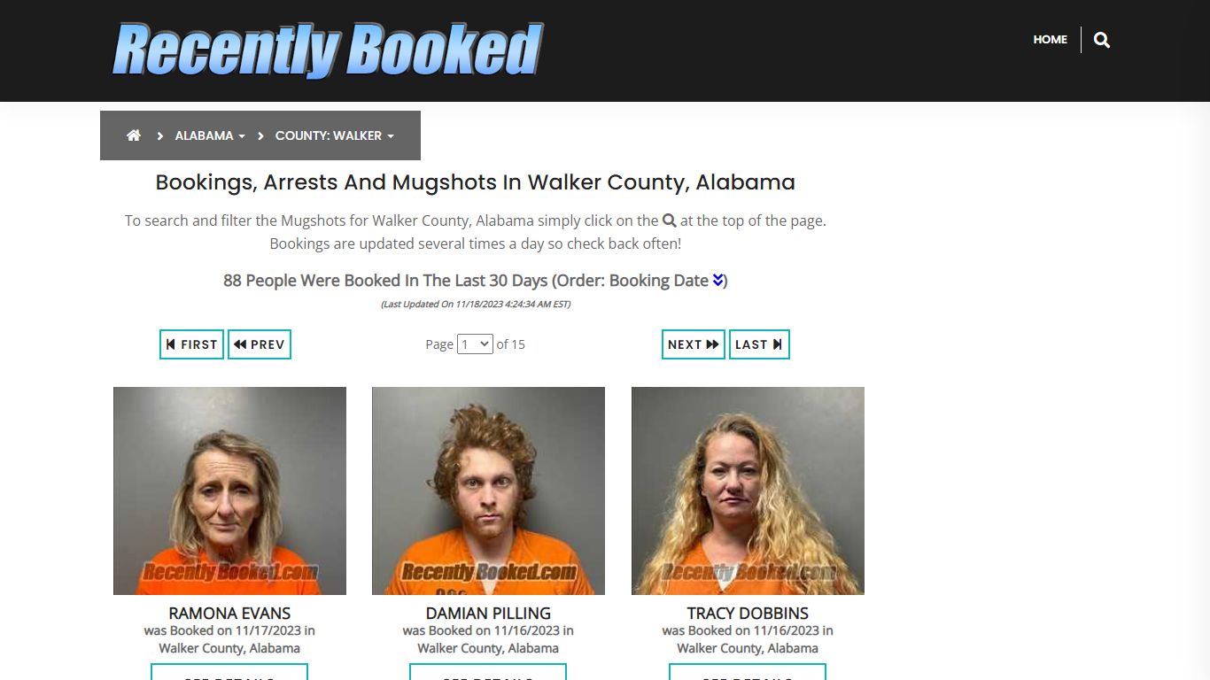 Recent bookings, Arrests, Mugshots in Walker County, Alabama