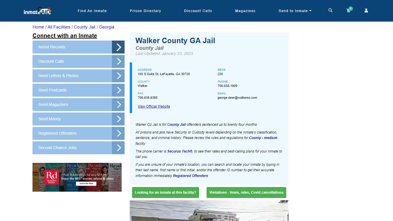 Walker County GA Jail - Inmate Locator - LaFayette, GA
