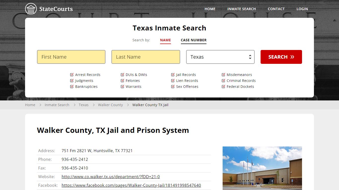 Walker County TX Jail Inmate Records Search, Texas - StateCourts
