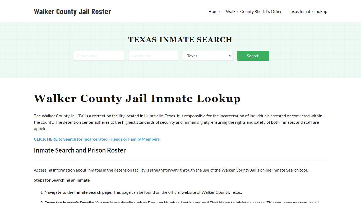 Walker County Jail Roster Lookup, TX, Inmate Search