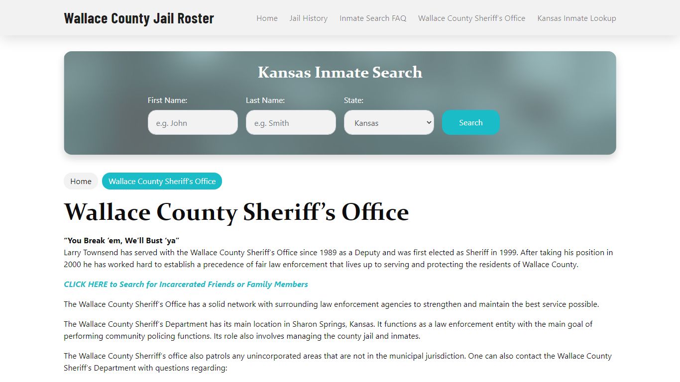 Wallace County Sheriff Office, KS, Arrest Warrants Search