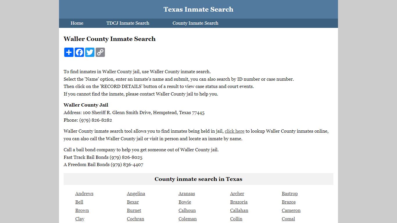 Waller County Inmate Search