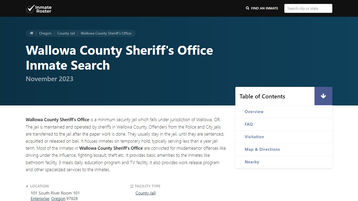 Inmate Search | Wallowa County Sheriff's Office - InmateRoster