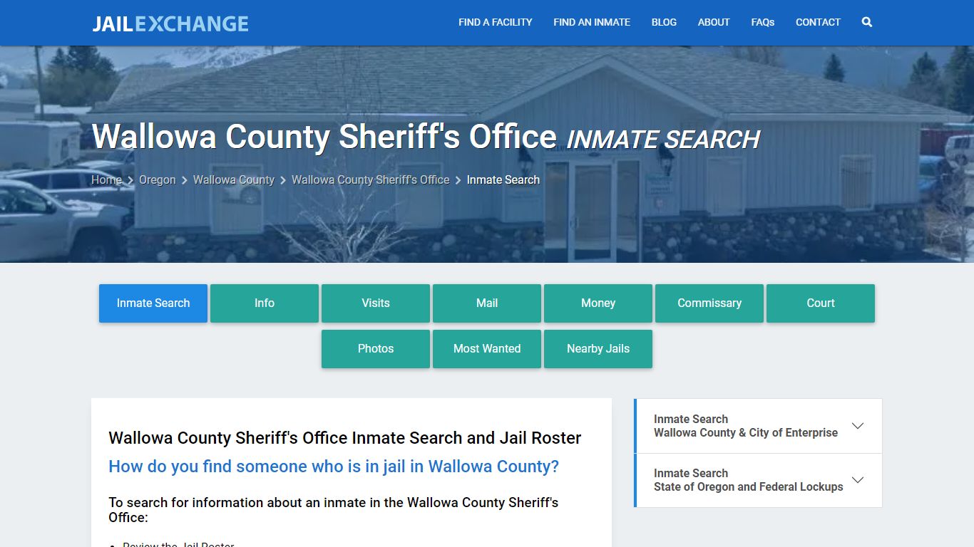 Wallowa County Sheriff's Office Inmate Search - Jail Exchange
