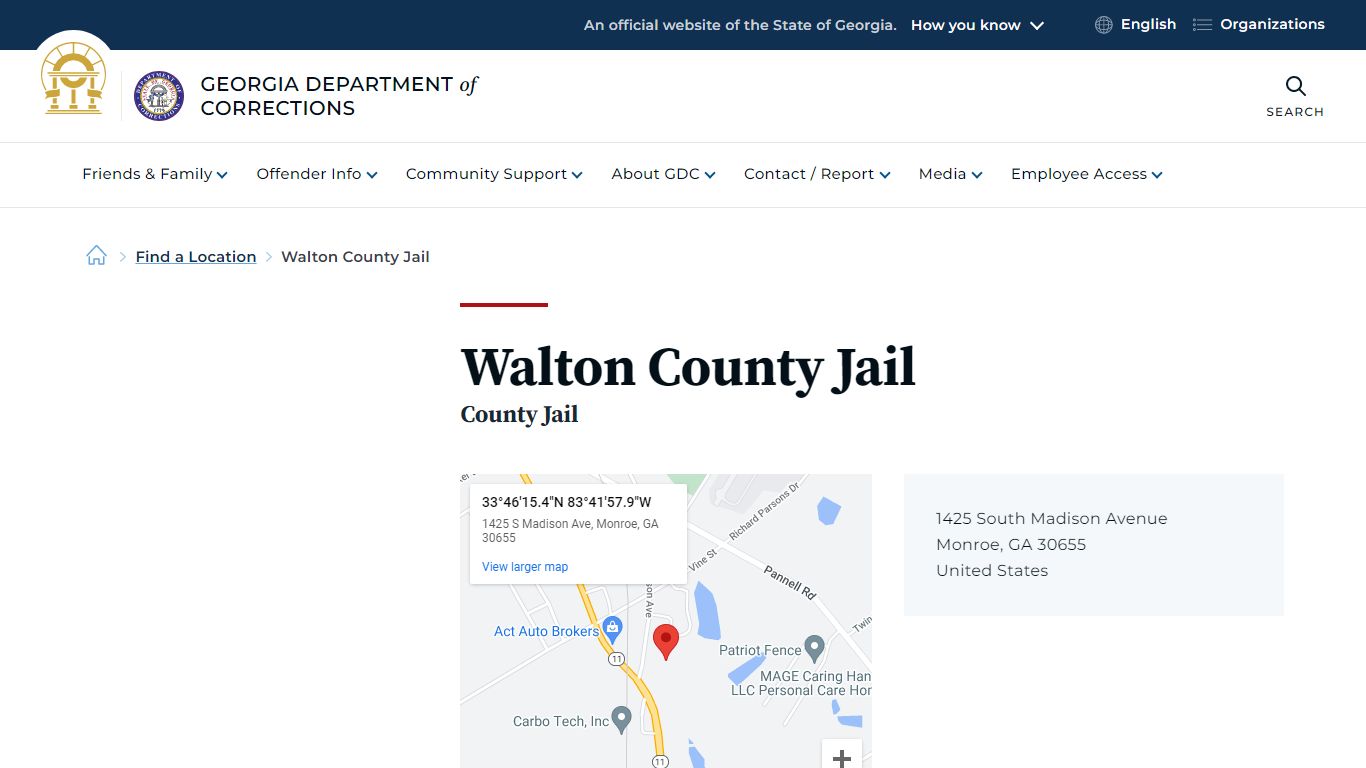 Walton County Jail | Georgia Department of Corrections