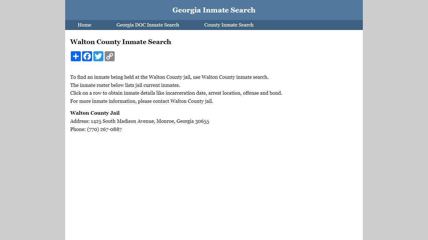 Walton County Inmate Search