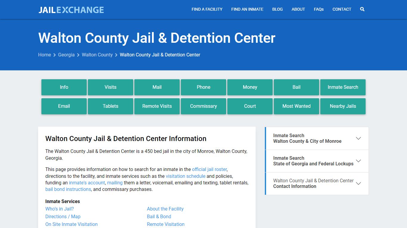 Walton County Jail & Detention Center, GA Inmate Search, Information