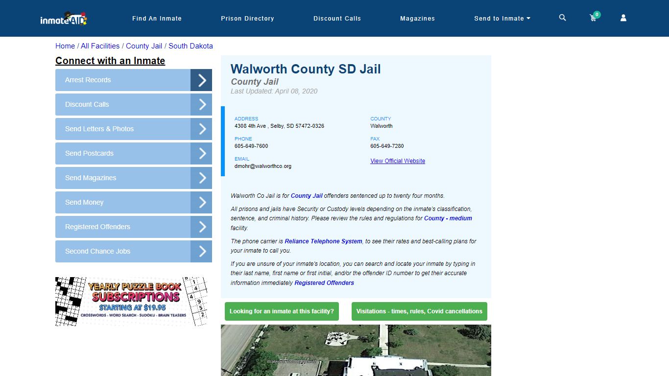 Walworth County SD Jail - Inmate Locator - Selby, SD