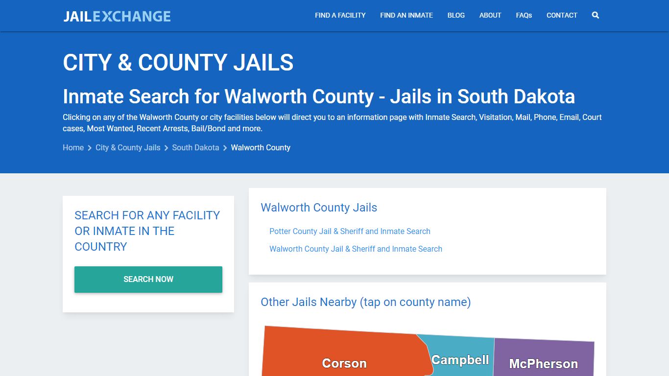 Inmate Search for Walworth County | Jails in South Dakota - Jail Exchange