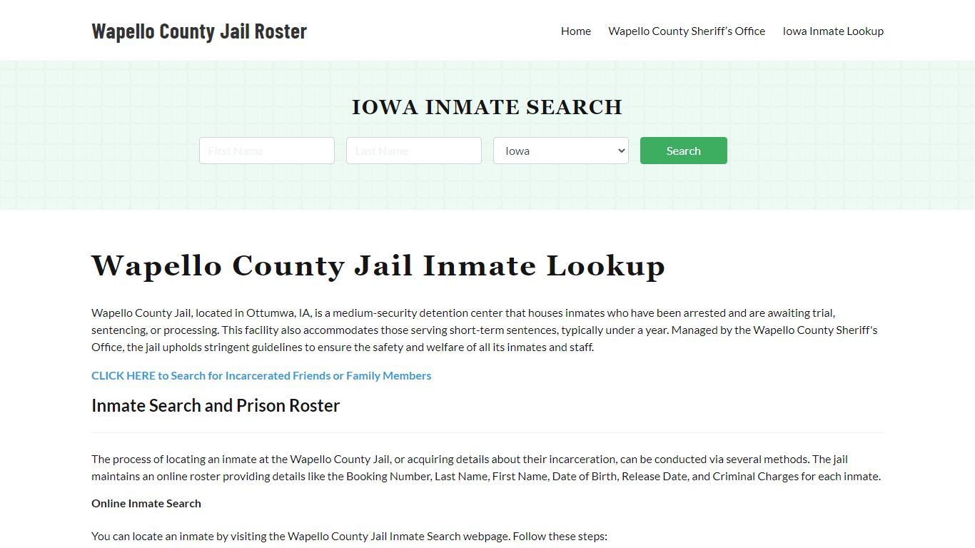 Wapello County Jail Roster Lookup, IA, Inmate Search