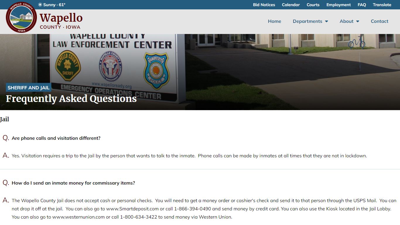 Frequently Asked Questions - Sheriff and Jail - Wapello County, Iowa