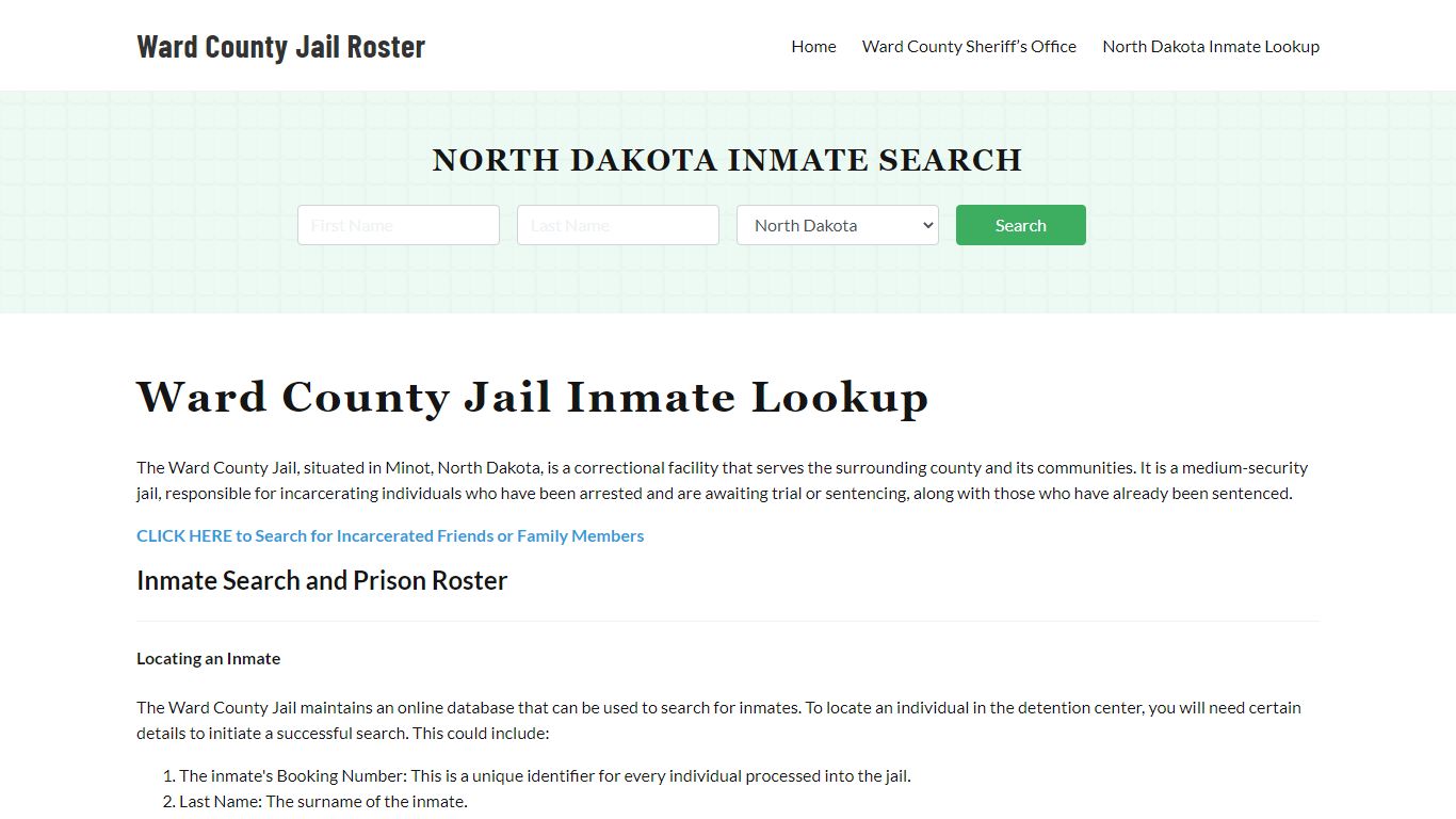 Ward County Jail Roster Lookup, ND, Inmate Search
